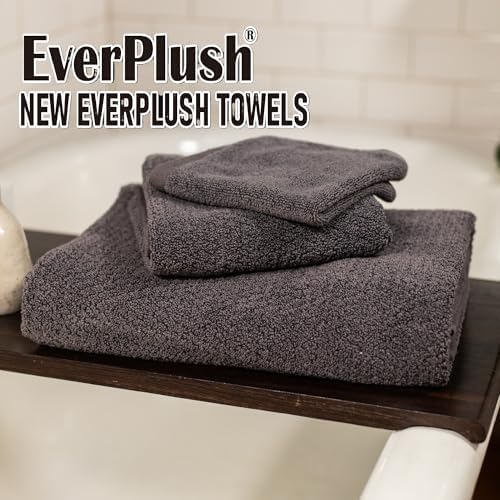 Everplush Diamond Jacquard 6 Pieces Bath Towel Set, Luxury Super Soft Oversized everplush Towels, Highly Absorbent Diamond Jacquard Quick Dry Bath Towel for Bathroom Charcoal