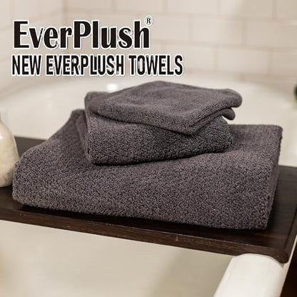 Everplush Diamond Jacquard 6 Pieces Bath Towel Set, Luxury Super Soft Oversized everplush Towels, Highly Absorbent Diamond Jacquard Quick Dry Bath Towel for Bathroom Charcoal
