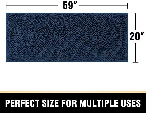 H.VERSAILTEX Bathroom Rugs Bath Mats Non Slip Luxury Chenille Bathroom Runner Rug 59x20 Extra Soft and Absorbent Shaggy Rugs Washable Dry Fast Area Carpet Mats for Bath Room, Tub - Navy