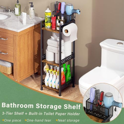 Bathroom Organizers and Storage Shelf with Toilet Paper Holder
