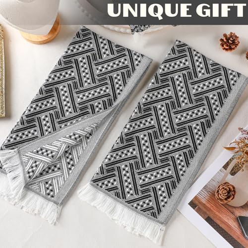 HunnmingRe 4 Pack Boho Hand Towel for Kitchen, Black,White