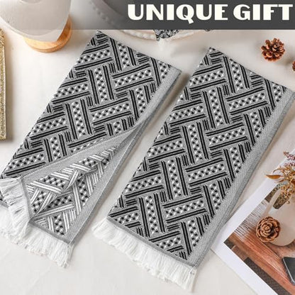 HunnmingRe 4 Pack Boho Hand Towel for Kitchen, Black,White