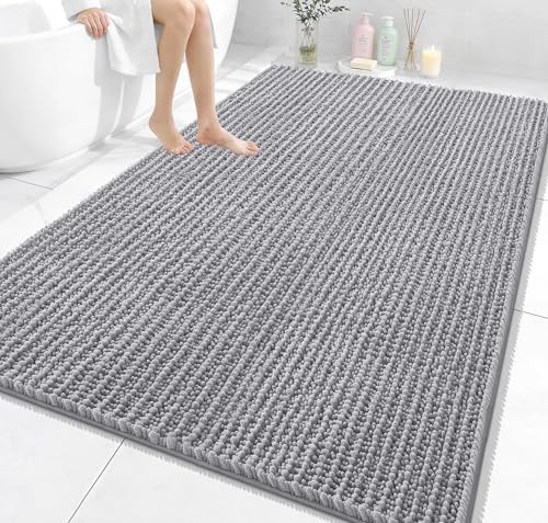 OLANLY Large Bathroom Rugs 70x46, Thick Soft Absorbent Chenille Bath Rugs
