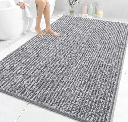 OLANLY Large Bathroom Rugs 70x46, Thick Soft Absorbent Chenille Bath Rugs