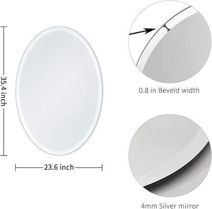 24x36 Inch Bathroom Mirrors for Over Sink, Frameless Mirrors for Wall | Beveled Bathroom Mirror, Bathroom Vanity Mirror for Bedroom Living Room Entryway Home Decor