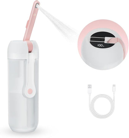 Portable Electric Bidet for Travel with 180° Adjustable Nozzle, Strong Water Pressure- Handheld Rechargeable USB-C Bidet,350ml Waterproof Personal Hygiene Cleaner for Postpartum Women, Camping (Pink)