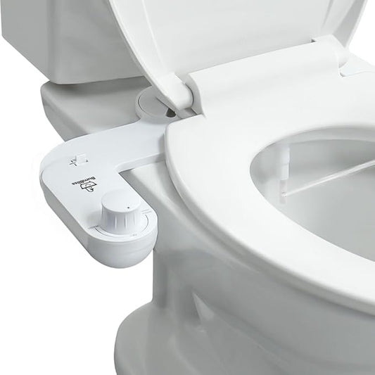 BUMBLISS Self-Cleaning Non-Electric Bidet Attachment for Toilet – Adjustable Water Pressure Control, Manual White Knob, Easy to Install, Eco-Friendly Hygiene Upgrade for Bathroom, Beday Badette