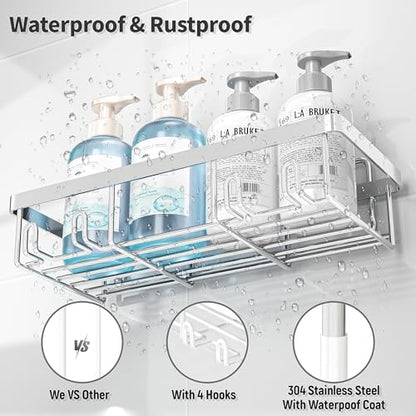Liuoud 10 Pack Shower Caddy for Inside Shower Silver Bathroom Storage Decor