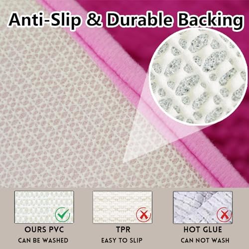 Valentine's Day Bathroom Mat Bathroom Rugs Chenille, Extra Thick and Absorbent, Non-Slip, Machine Washable, Dry Quckily, Soft Cozy Plush, Used Under Shower Bathtub and Sink, Hot Pink