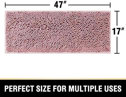 H.VERSAILTEX Bathroom Rugs Non Slip Luxury Chenille Bathroom Mat 47x17 Extra Soft and Absorbent Shaggy Rugs Washable Dry Fast Area Carpet Mats for Bath Room, Tub - Coral Pink