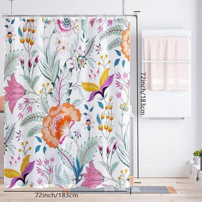 LLSCL Fabric Shower Curtain Liner with Magnets, Peacock Tail Waterproof Hotel Quality, 72 x 72 Machine Washable