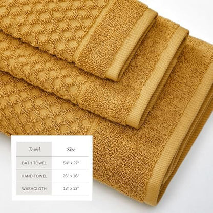 Great Bay Home Bath Towels - 100% Cotton 6 Piece Towel Set - Diamond Waffle Weave - Absorbent, Durable, Quick-Dry Towels for Bathroom (Marigold)