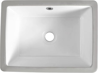 16 Inch Undermount Bathroom Sink Small Rectangle Undermount Sink White Ceramic Under Counter Bathroom Sinks with Overflow (15.70"x11.69")