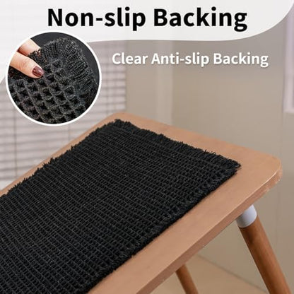 Black Bathroom Rug, Waffle Bath Mat Non Slip Washable, 24" x 36"
