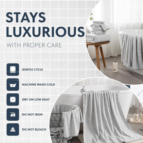 4 Piece Bath Towel Set 35"x70"Oversized Bath Towel for Bathroom Ultra Soft Fluffy Extra Large Bath Sheet Luxury Premium Bathroom Towel Highly Absorbent Quick Dry Shower Towel for Hotel Spa,Brown White