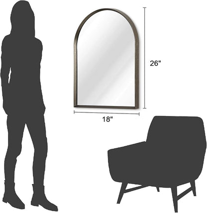 Arched Wall Mirror Bathroom Mirror Brushed Metal Vanity Wall Mounted Mirror for LivingRoom Bedroom Entryway Room Home Decor 26"x18"