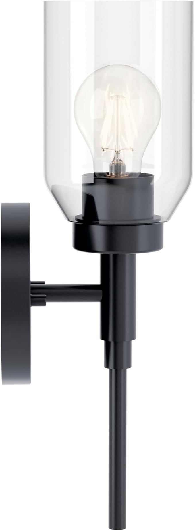 Kichler Madden 1-Light Wall Sconce with Clear Glass in Black, Sloped Ceiling Compatible, for Bathroom or Hallway (14.75" x 5"), 55183BK
