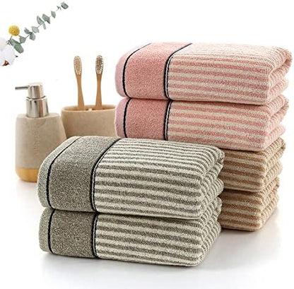 Pidada Hand Towels Set of 4 100% Cotton Striped Pattern Absorbent Soft Decorative Towel for Bathroom (Pink)