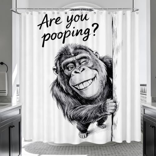 Extra Long Shower Curtain Fun Monkey Clawfoot Tub, 108 x 72 in