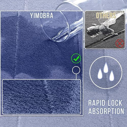 Yimobra Memory Foam Bathroom Mat Set, 31.5 x 20 & 24 x 17 in, Navy Blue
