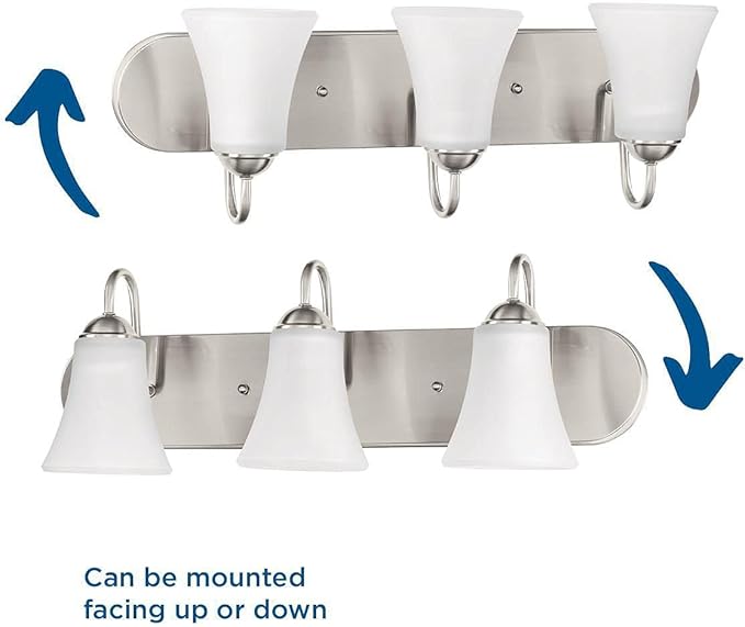 Progress Lighting Classic Collection 3-Light Etched Glass Traditional Bath Vanity Light Brushed Nickel