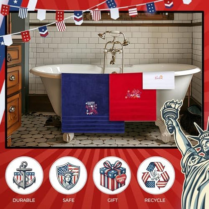 Peryiter 3 Pack 4th of July Decorative Bath Towel Set