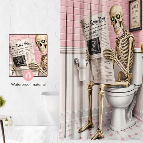 Funny Skeleton Shower Curtain Skull Halloween Bathroom Decor Shower Curtain