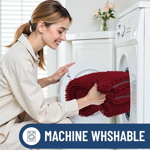 Smiry Bathroom Rugs 47X17, Luxury Chenille Extra Soft Absorbent Bath Mat