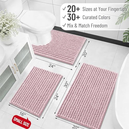 OLANLY U-Shaped Toilet Rug 24x20, Thick Soft Absorbent Chenille Contour Rug