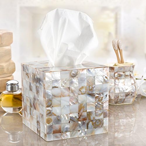 Milano Bathroom Toothbrush Holder - Decorative Bathroom Toothbrush Organizer Finished in Beautiful Mother of Pearl, 3 Slot Toothbrush Holder for Bathroom Fits Multiple Brushes