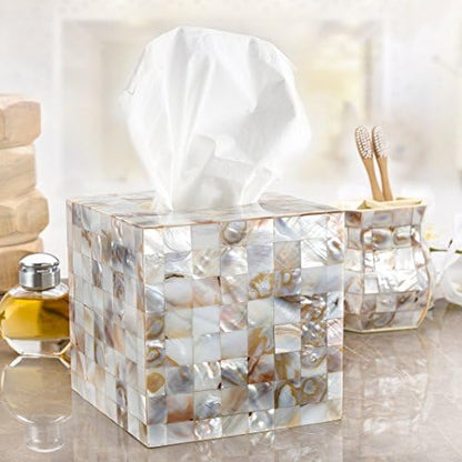 Milano Bathroom Toothbrush Holder - Decorative Bathroom Toothbrush Organizer Finished in Beautiful Mother of Pearl, 3 Slot Toothbrush Holder for Bathroom Fits Multiple Brushes