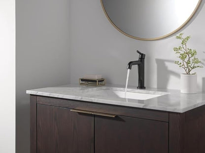 Delta Nicoli Matte Black Bathroom Faucet 1 Hole, Single Hole Bathroom Sink Faucet for Vanity, Push-Pop Drain Assembly, Matte Black 15849LF-BL