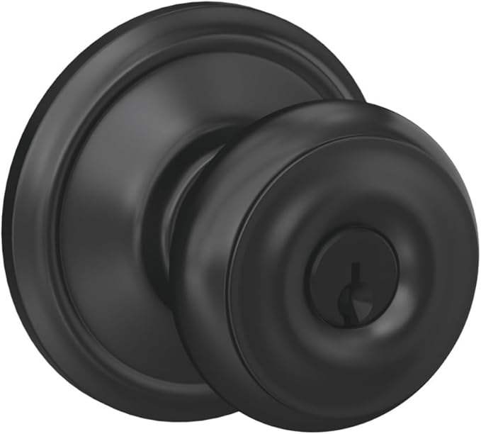 Schlage F51A GEO 622 Georgian Door Knob, Keyed Entry Lock, Matte Black