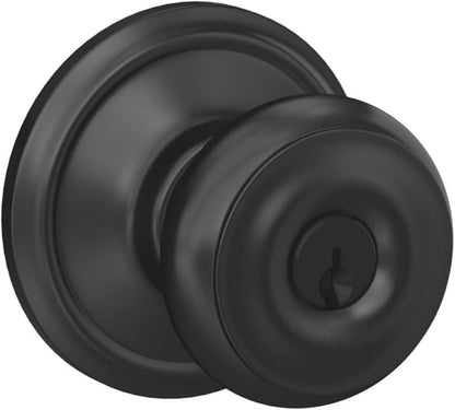 Schlage F51A GEO 622 Georgian Door Knob, Keyed Entry Lock, Matte Black