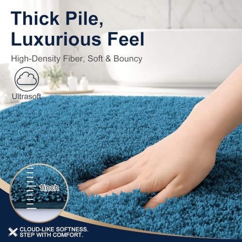 OLANLY Microfiber Bathroom Rugs 36x24, Ultra Soft Bath Mat, Peacock Blue