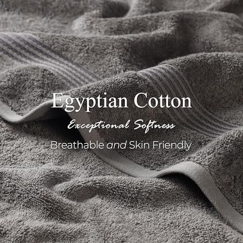 SUPERIOR Egyptian Cotton 8-Piece Towel Set, Assorted Towels for Home Bathroom, Master, Guest Bath, Decor Essentials, Includes 2 Bath, 2 Hand, 4 Face Towels/Washcloths, Quick Dry, Absorbent, Charcoal