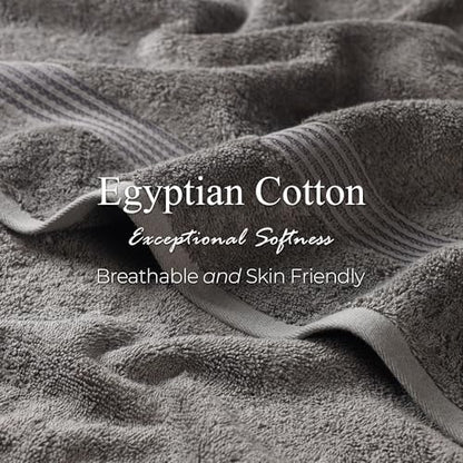 SUPERIOR Egyptian Cotton 8-Piece Towel Set, Assorted Towels for Home Bathroom, Master, Guest Bath, Decor Essentials, Includes 2 Bath, 2 Hand, 4 Face Towels/Washcloths, Quick Dry, Absorbent, Charcoal