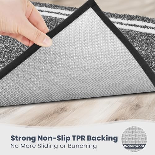 PURRUGS Bathroom Rug, Bath Mat, 20" x 24" U-Shaped, Charcoal