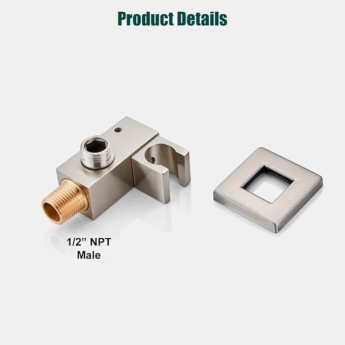 Heyalan Hand-held Shower Head Set-SUS304 Handheld Shower, Brushed Nickel | SUS304 stainless steel wand, curved-style design, single rain spray, 59-inch long hose and standard 1/2-inch connection