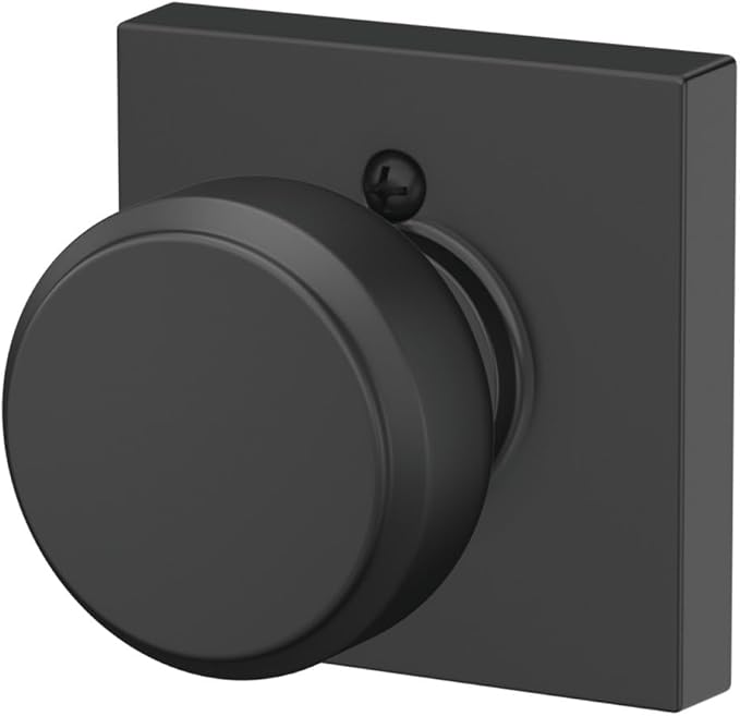 Schlage F170 BWE 622 Bowery Door Knob, One Sided Non-Turning Dummy Door Handle, Matte Black