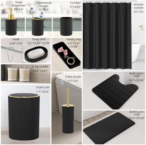 Black Gold Bathroom Accessories Set - Bathroom Sets