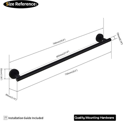 GERZWY Bathroom Towel Bar 30" Stainless Steel Towel Bar Matte Black Contemporary Style Wall Mount for Bath Kitchen AG1101C75-BK