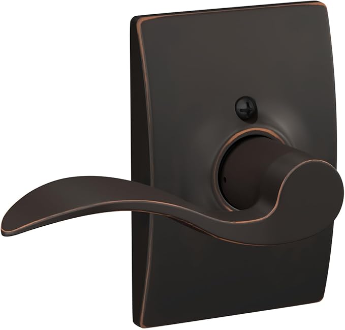 Schlage Accent Lever with Century Trim Non-Turning Lock in Aged Bronze - Right Handed