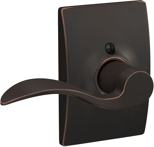 Schlage Accent Lever with Century Trim Non-Turning Lock in Aged Bronze - Right Handed
