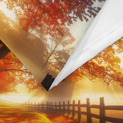 Fall Decor Shower Curtain, Golden Autumn Forest Leaves Natural Sunshine Farmhouse Bathroom Decor，Waterproof Cloth Fabric Bathroom Curtain Set with Hooks 72 x 72 inch