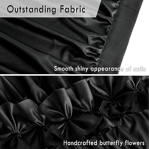 Homechoice Decor 2-Piece Black Satin Shower Curtain, 36x72 Inches (Pair)