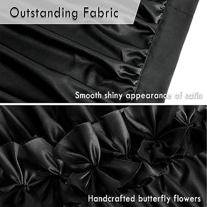 Homechoice Decor 2-Piece Black Satin Shower Curtain, 36x72 Inches (Pair)
