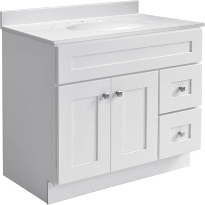 Design House Brookings Bathroom Vanity, 36", White | Adjustable Hinges, Freestanding, Contemporary/Modern, Wood, Bath, 586958
