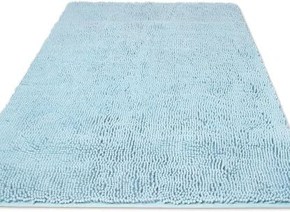 Yeaban Chenille Baby Blue Bathroom Rug 36"x60",Non-Slip Rubber Backing