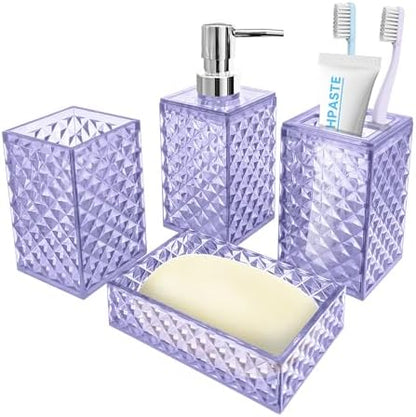 Bathroom Accessory Set, 4 PCS Light Purple Bathroom Accessories Set